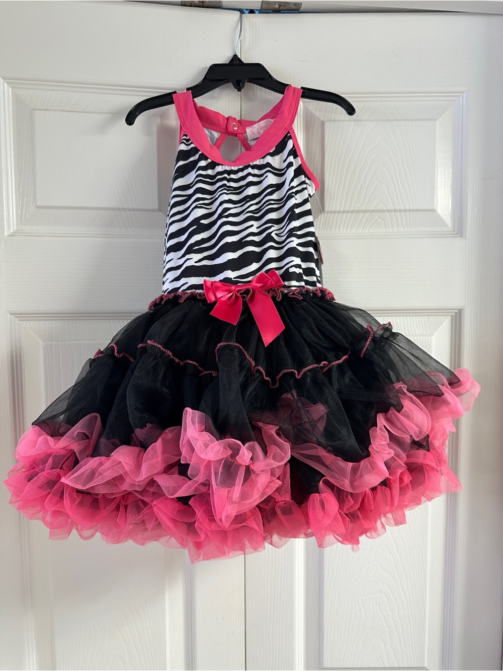 Popatu Black, White & Hot Pink Zebra Tutu Dress